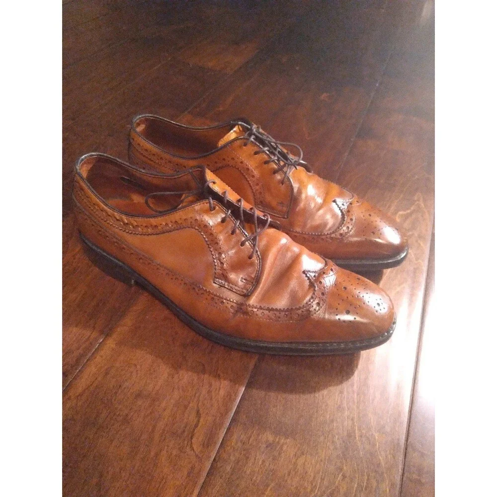 Leather Wingtip Oxford Dress Shoes Brown Lace Up‎ Classic Style